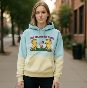 Cody KO Gradient Hoodie We Prefer To Chill Teddy Bear Graphic Whimsical Sz L